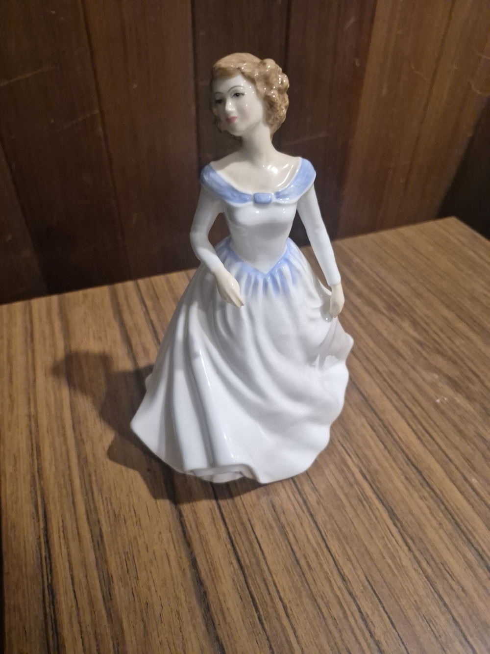 Porcelain Lady Figurine in White and Light Blue
